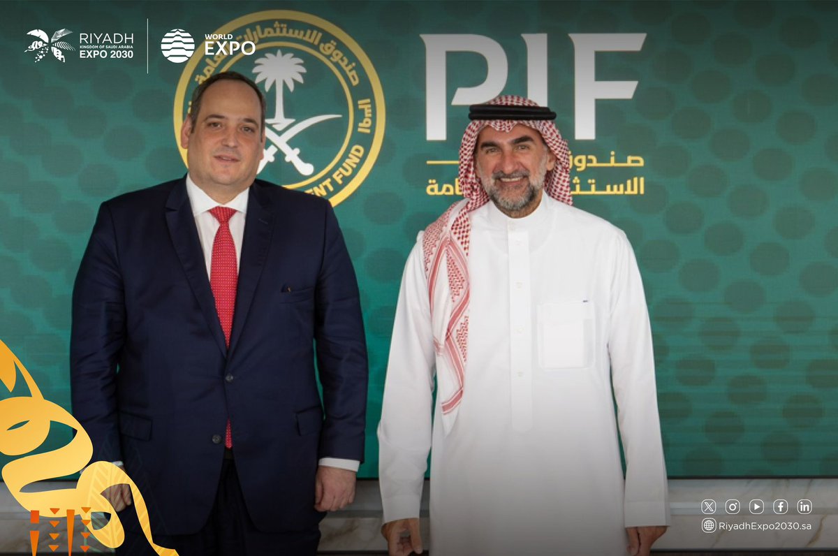 H.E. Yasir Al-Rumayyan, Governor of the Public Investment Fund (PIF), met with Dimitri Kerkentzes, Secretary General of the Bureau International des Expositions (BIE). The meeting focused on the World Expo as a platform to elevate knowledge and innovation, and common aspirations