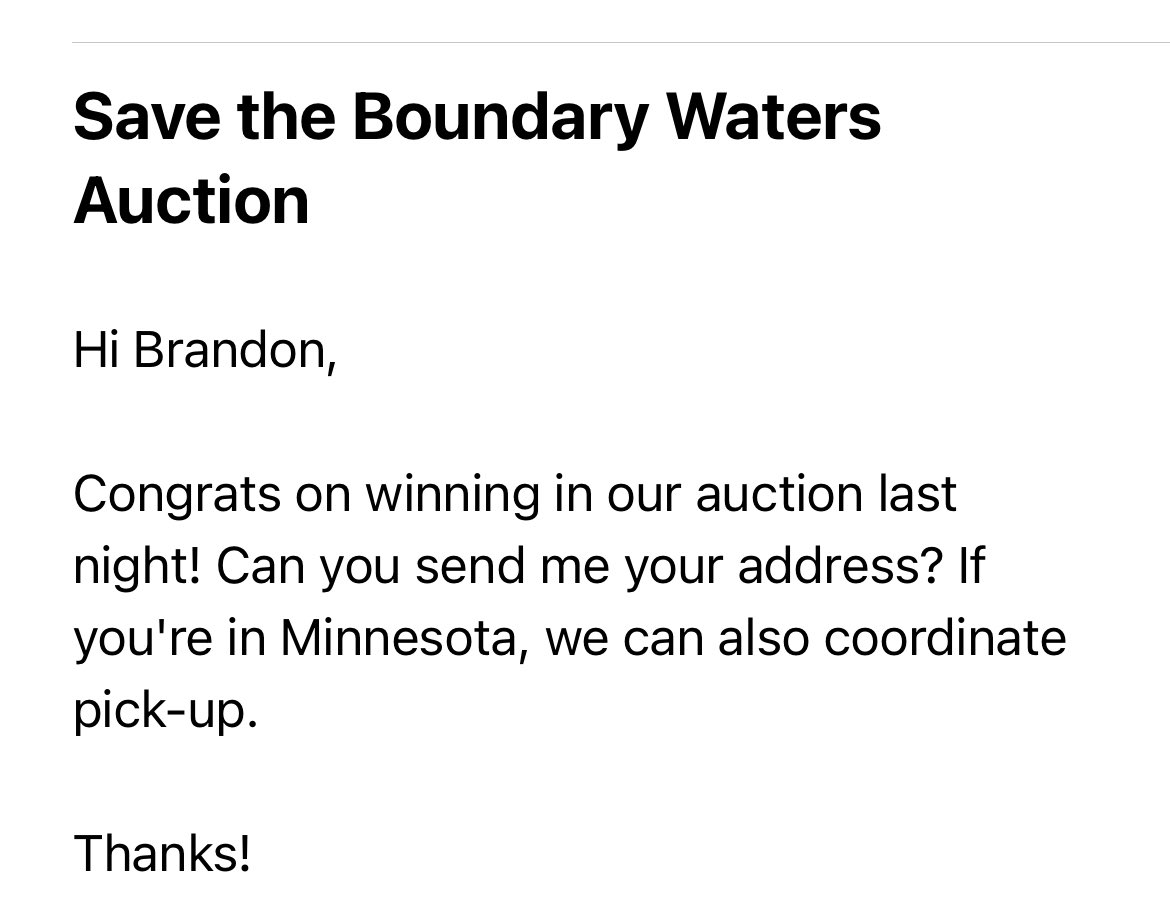 Happy to participate in my first auction for @savethebwca #BWCA