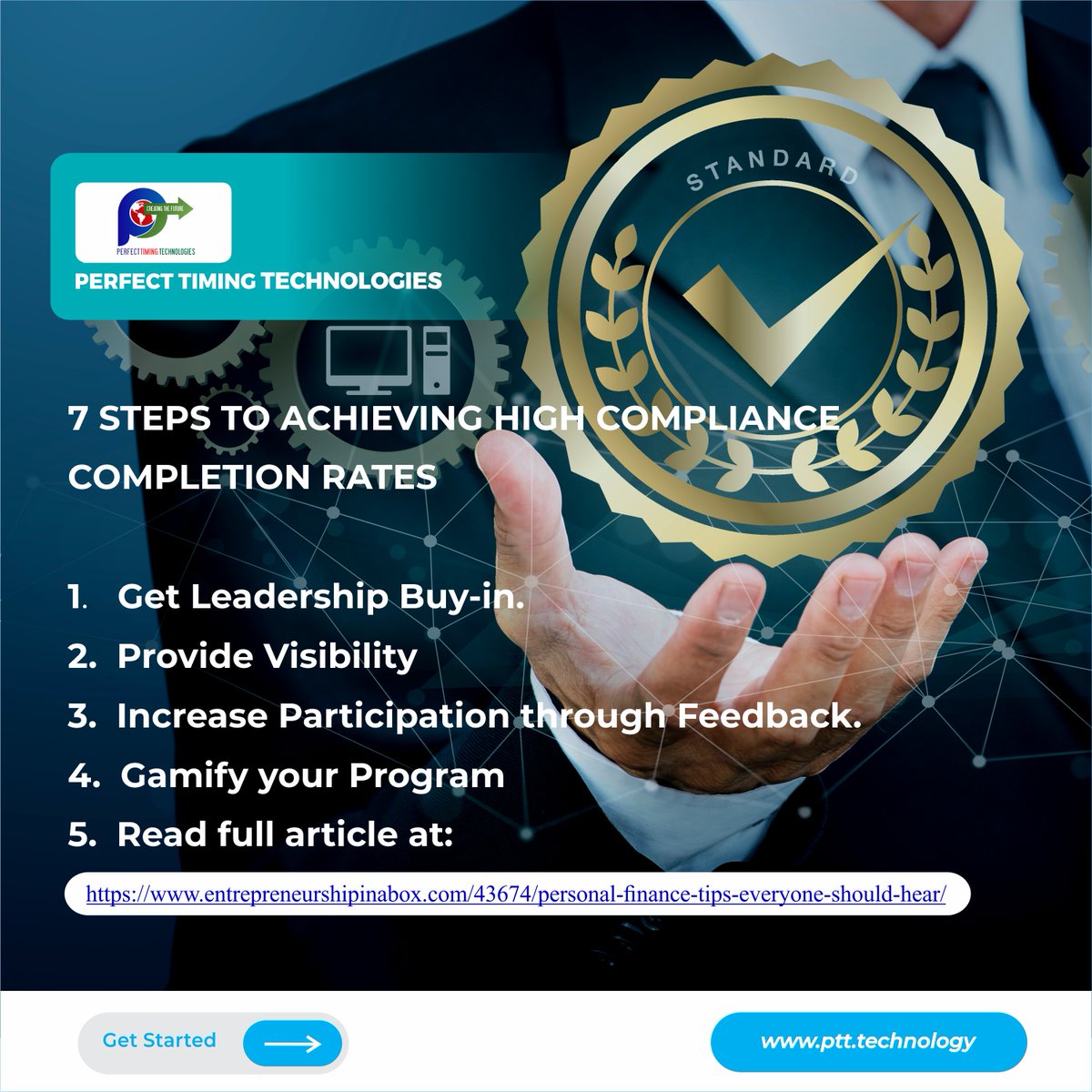 7 Steps To Achieving High Compliance Completion Rates

Read here: spiceworks.com/it-security/se…  

#Compliance #CompletionRates #ITSecurity #DataProtection #RiskManagement #CyberSecurity #ComplianceManagement #BusinessOperations #PerfectTimingHolding #PerfectTimingTechnologies