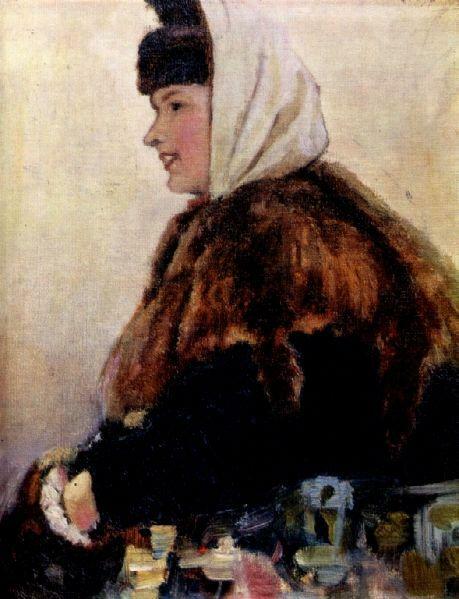 Portrait of young woman in fur coat with muff wikiart.org/en/vasily-suri…