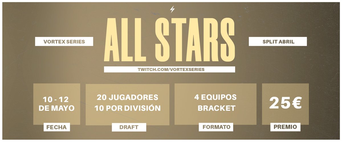 vortex_series's tweet image. 𝗩𝗢𝗥𝗧𝗘𝗫 𝗔𝗟𝗟 𝗦𝗧𝗔𝗥𝗦 ✨

Elige a los mejores jugadores del Split de Abril🤩

🗓️ 10 - 12 mayo
👥 20 jugadores, 10 por división 
🛡️ Draft de 4 equipos

Los jugadores elegidos (más votados) se dirán el Lunes 6 de Mayo en nuestro Twitch dónde se hará el draft ✅

VOTA YA ⬇️