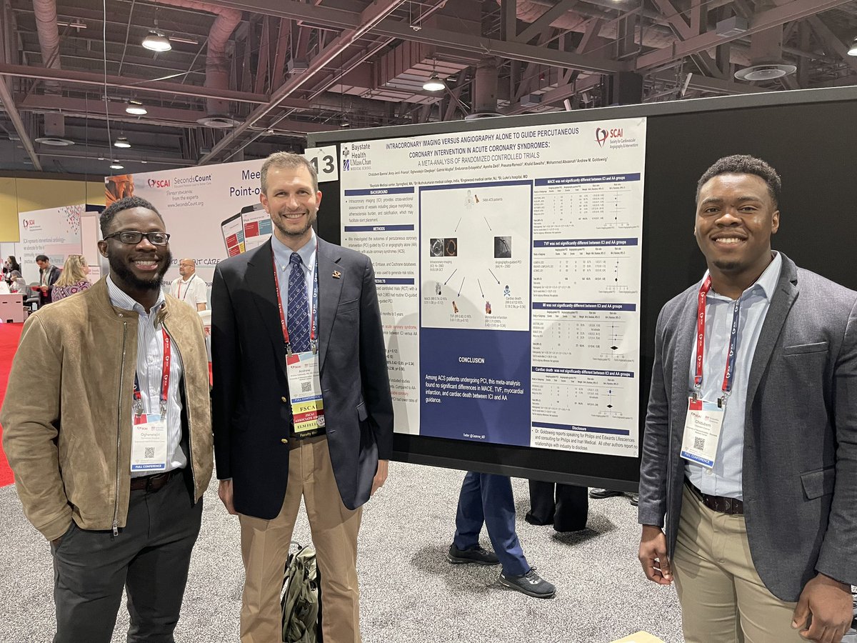 Andrew M. Goldsweig, MD, MS (@agoldsweig) on Twitter photo Terrific work presented at #SCAI2024 by <a href="/Cezenna_MD/">Chidubem Ezenna MD</a> & <a href="/iiam_tejiri/">Oghenetejiri Gbegbaje, MD.</a> from <a href="/Baystate_Health/">Baystate Health</a>!
Meta-analysis showing intracoronary imaging improves #PCI outcomes in #SIHD but not #ACS.
Congratulations! Terrific work presented at #SCAI2024 by <a href="/Cezenna_MD/">Chidubem Ezenna MD</a> & <a href="/iiam_tejiri/">Oghenetejiri Gbegbaje, MD.</a> from <a href="/Baystate_Health/">Baystate Health</a>!
Meta-analysis showing intracoronary imaging improves #PCI outcomes in #SIHD but not #ACS.
Congratulations!