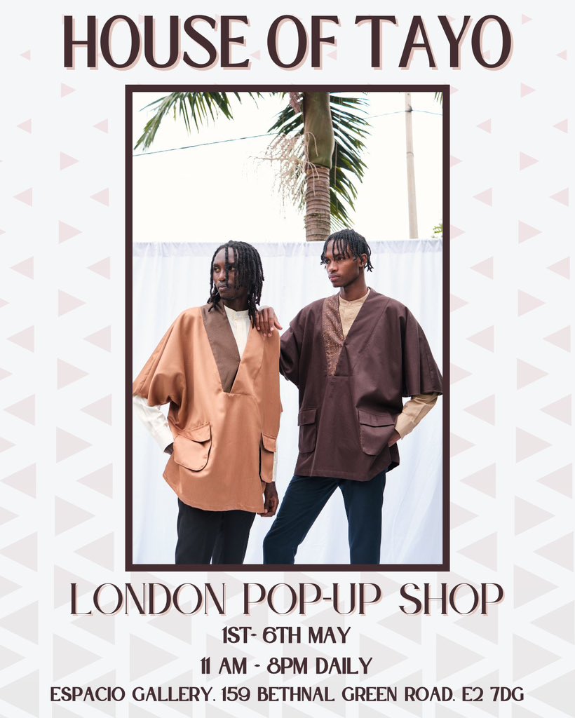 HC @BusingyeJohns dropped by the first official London Pop-Up by @HouseOfTayo, happening from May 1st to 6th. 

Looking for a bank holiday weekend plan? Drop by:📍Espacio Gallery, 159 Bethnal Green Road, E2 7DG.

#RwandaInUK