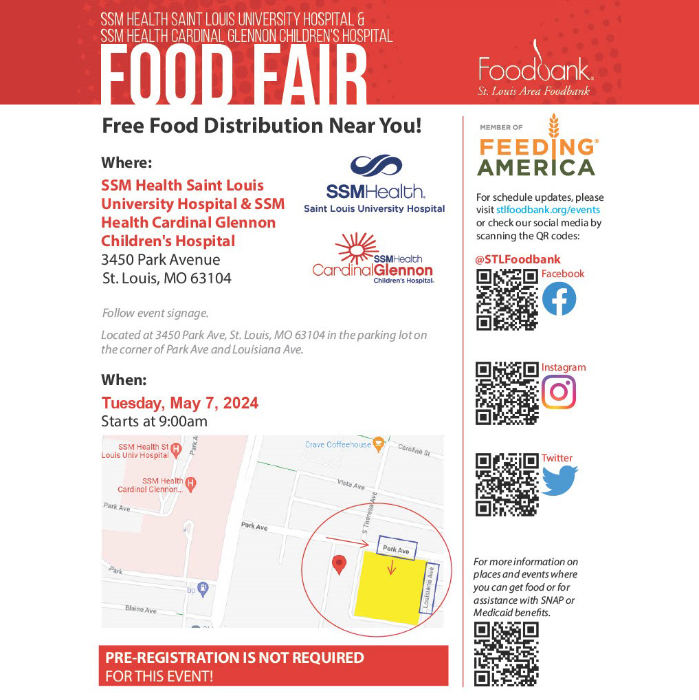 Cardinal Glennon, along with the St. Louis Area Foodbank, is hosting a free food distribution event on Tuesday, May 7 starting at 9am. We will be located at 3450 Park Ave. Saint Louis MO 63104. * While supplies last.