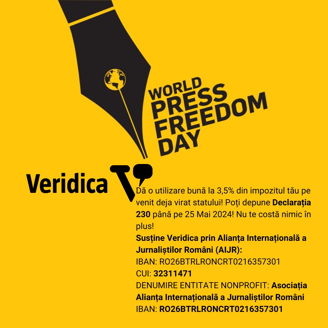 Cel mai recent raport privind libertatea presei în lume publicat astăzi de organizația internațională Reporteri Fără Frontiere arată că România se clasează pe locul 49 din 180 în privința libertății presei.
#WorldPressFreedomDay #FreePress #pressday #PressFreedom #ZiuaPresei