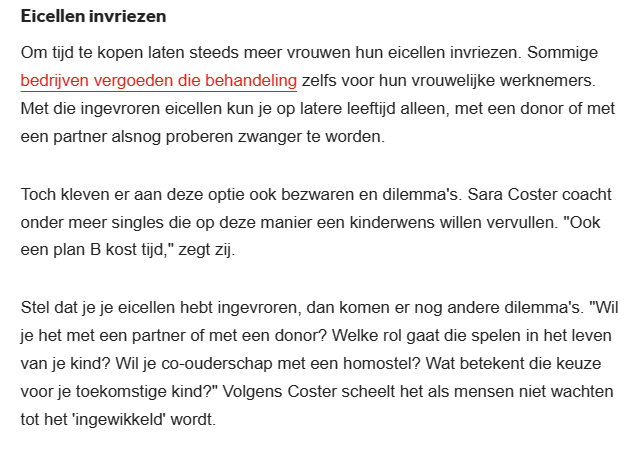 Zwanger worden na je 30ste: Wacht niet tot het ingewikkeld wordt.
Met deze quote heb ik bijgedragen aan de titel van een artikel van de NOS. Stel je kinderwens niet te lang uit, waardoor je andere keuzes moet gaan maken, dan je voor je kind zou willen.
loom.ly/ZjlJgq8