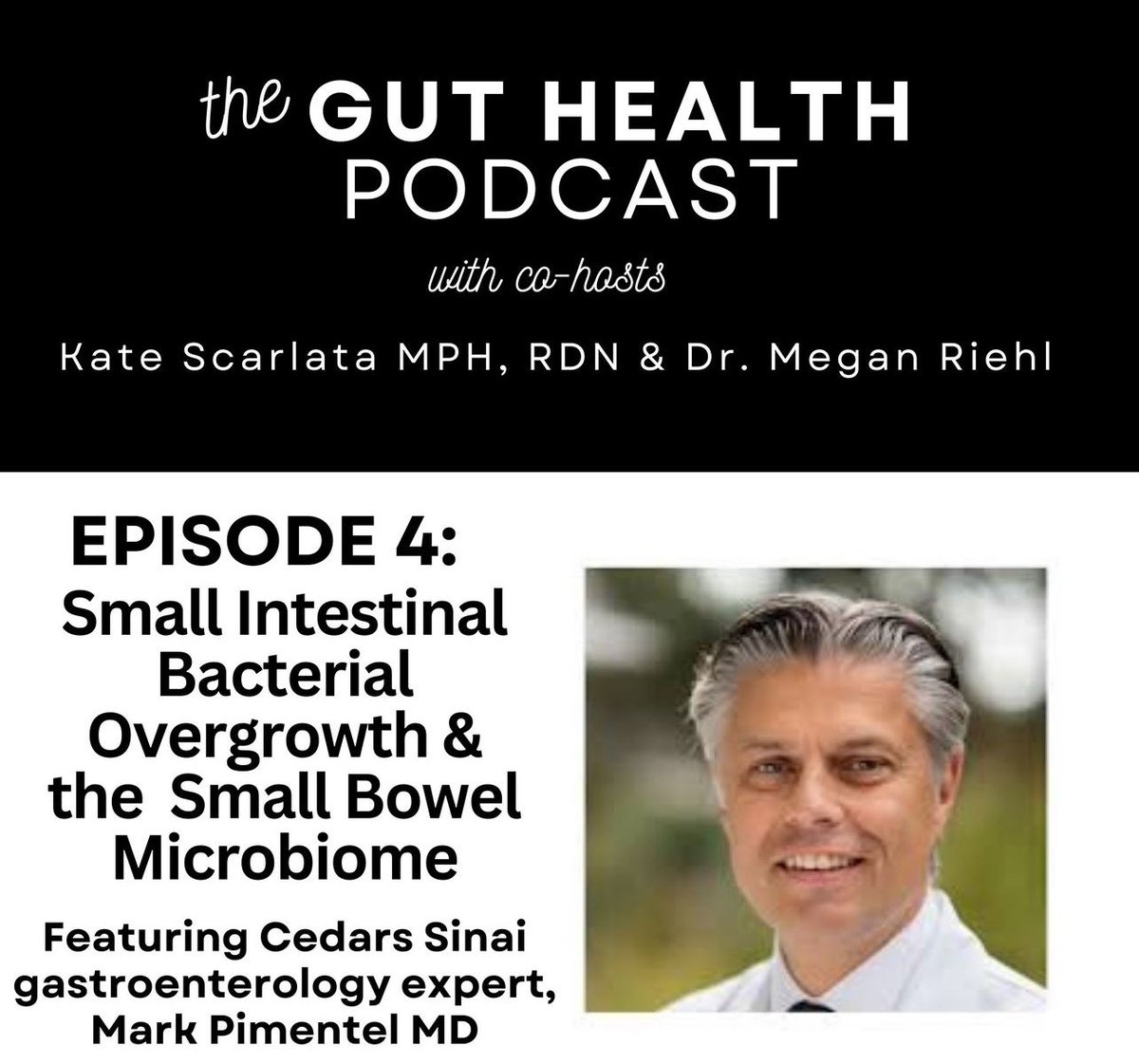 @KateScarlata_RD and I are excited about Ep4! Got excess intestinal gas, bloating and GI distress? Expand your knowledge on the topic of #SIBO w our guest expert gastroenterologist, Dr. @MarkPimentelMD 🎧 theguthealthpodcast.buzzsprout.com