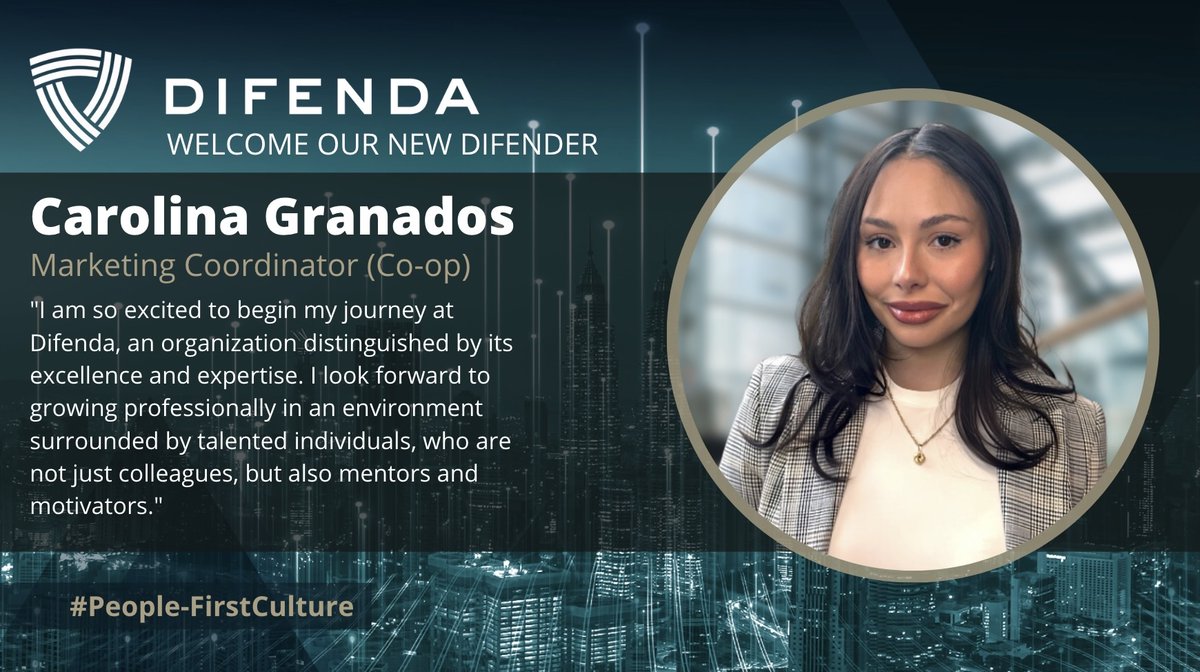 🌟 Thrilled to welcome Carolina Granados as our new Marketing Coordinator (Co-op) at Difenda! 🌟

Let's give her a warm welcome and get ready for exciting collaborations ahead! 🚀

#Difenda  #CyberSecurity #NewHire #WelcomeAboard