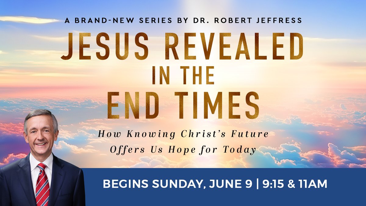 I will begin a brand-new sermon series called 'Jesus Revealed in the End Times' on Sunday, June 9, at 9:15 & 11am! In this series, learn how the Bible's prophecies of the last days aren't meant to make us fearful but rather fill us with joy and peace.