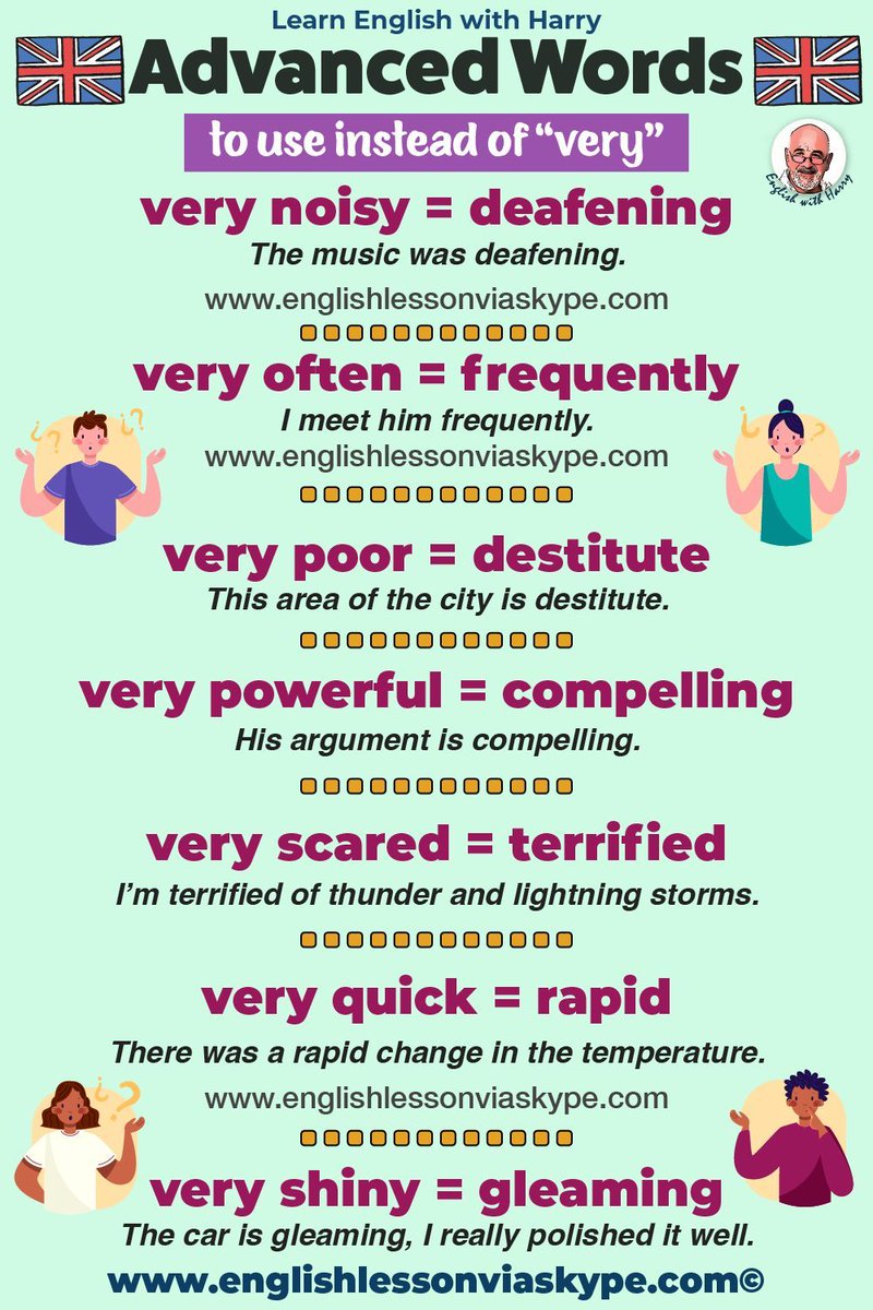 STOP saying very. Learn advanced words to use in daily conversation. Click the link to learn more ➡️ bit.ly/43uO9O6 

#LearnEnglish #ingles #inglesonline #IELTS #vocabulary @englishvskype