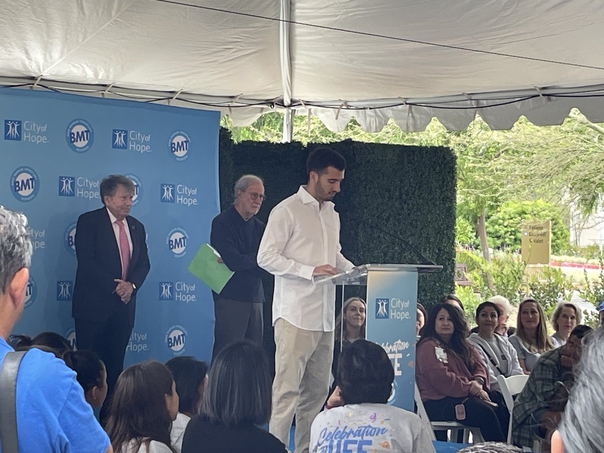 Today, at City of Hope, we celebrate  the 48th BMT reunion. Dr. Forman, a pioneer in BMT, introducing donor to his patient. A truly magical moment.