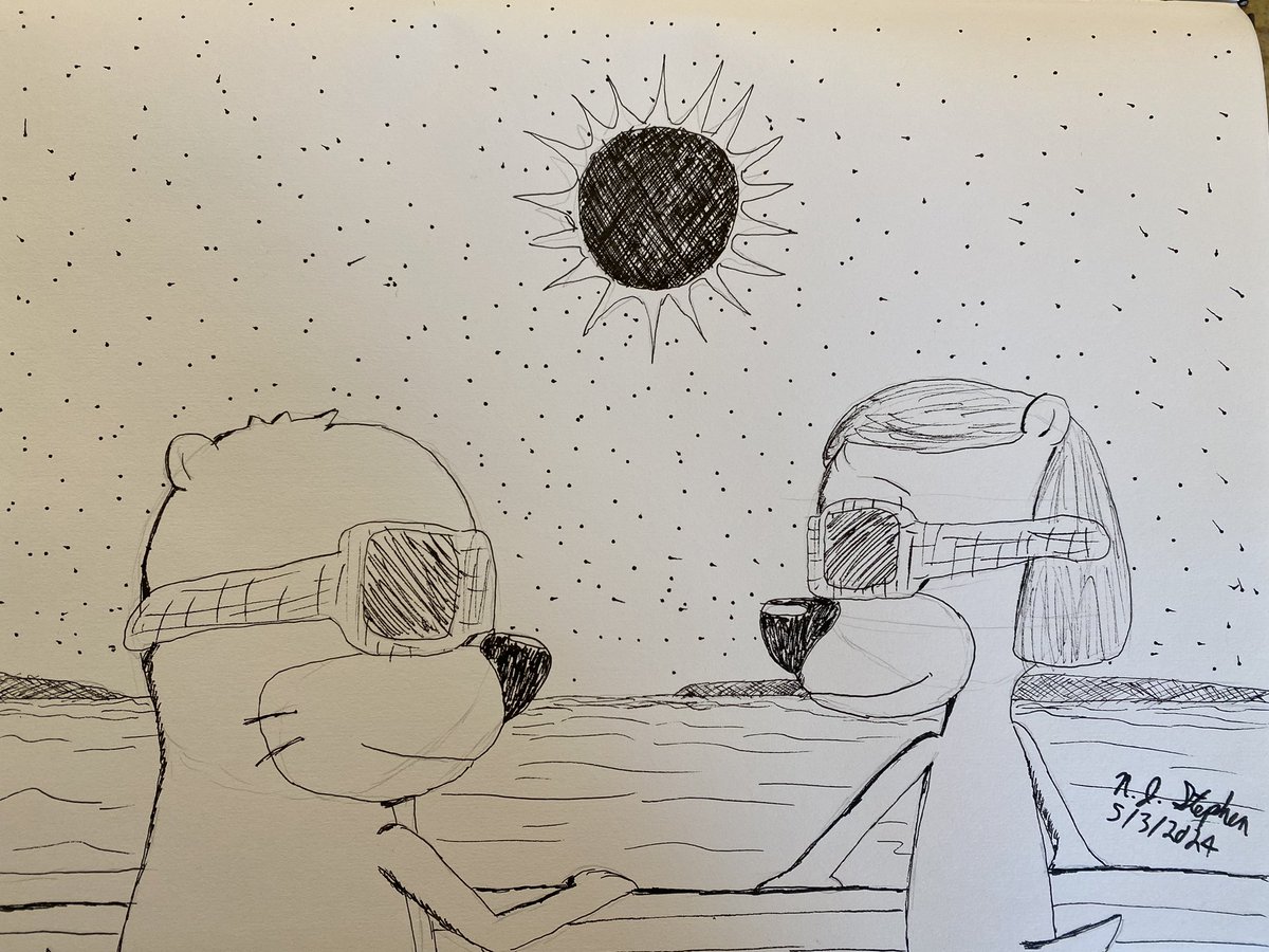 *tagging @RealAdamRose * #FanArtFriday #FanArt of Peanut and Jelly Otter from #PBAndJOtter viewing a #SolarEclipse (referencing #SolarEclipse2024 ).
