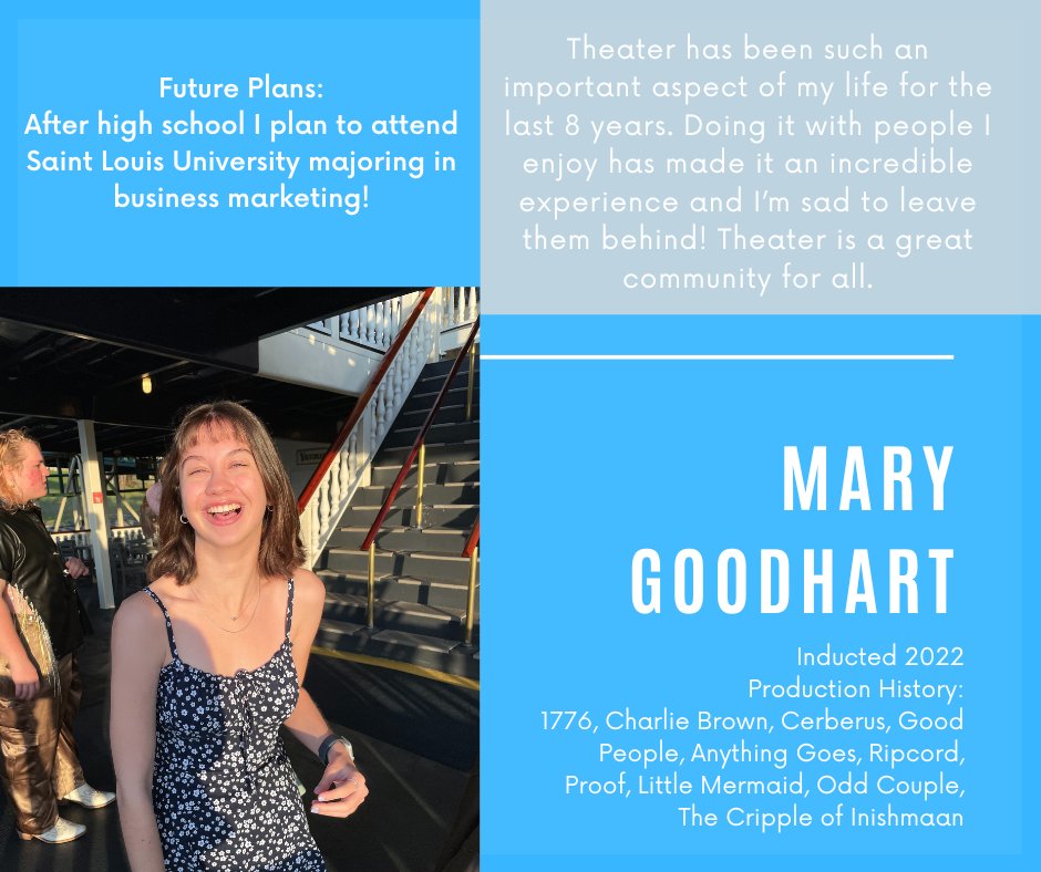 Today's senior thespian you might know from being on stage, or you might know from their kick butt prop work - Mary Goodhart! ❤ #theatrekids