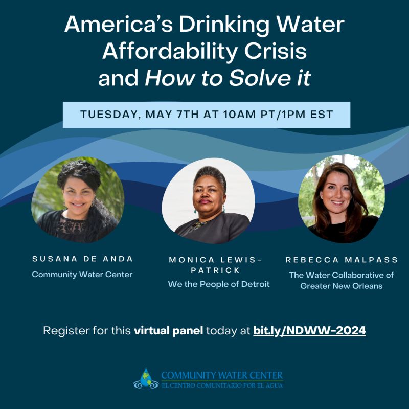 ICYMI, sign up for a briefing w/ Susana De Anda, @CWaterC; @MonicaLewisPat2 , @WeThePeopleDet; + Rebecca Malpass of The Water Collaborative of Greater New Orleans about policy solutions needed as 1 in 3 struggle to pay🚰 bills. bit.ly/NDWW-2024 #NationalDrinkingWaterWeek