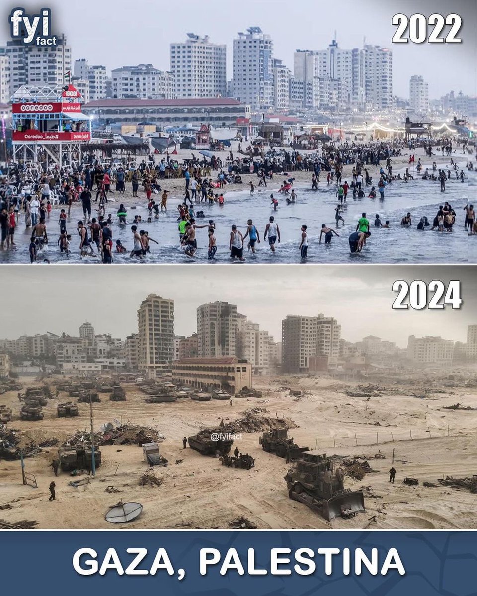sosmedkeras's tweet photo. Gaza pernah menjadi tempat yang indah serta rumah yang damai bagi warganya. Namun kini, tidak ada lagi tempat aman di Gaza. Hampir seluruh gedung, pantai, sekolah, rumah sakit hingga masjid, semuanya telah hancur.

200 hari sejak Israel memborbardir Gaza, sedikitnya 34.000 orang tewas, dimana 72% adalah anak-anak dan perempuan.

Kami membuat kolase foto kehancuran Gaza yang dikumpulkan dari berbagai sumber. Namun melihat parahnya kehancuran yang ditimbulkan, muncul pertanyaan, akankah Gaza bisa kembali seperti sedia kala?