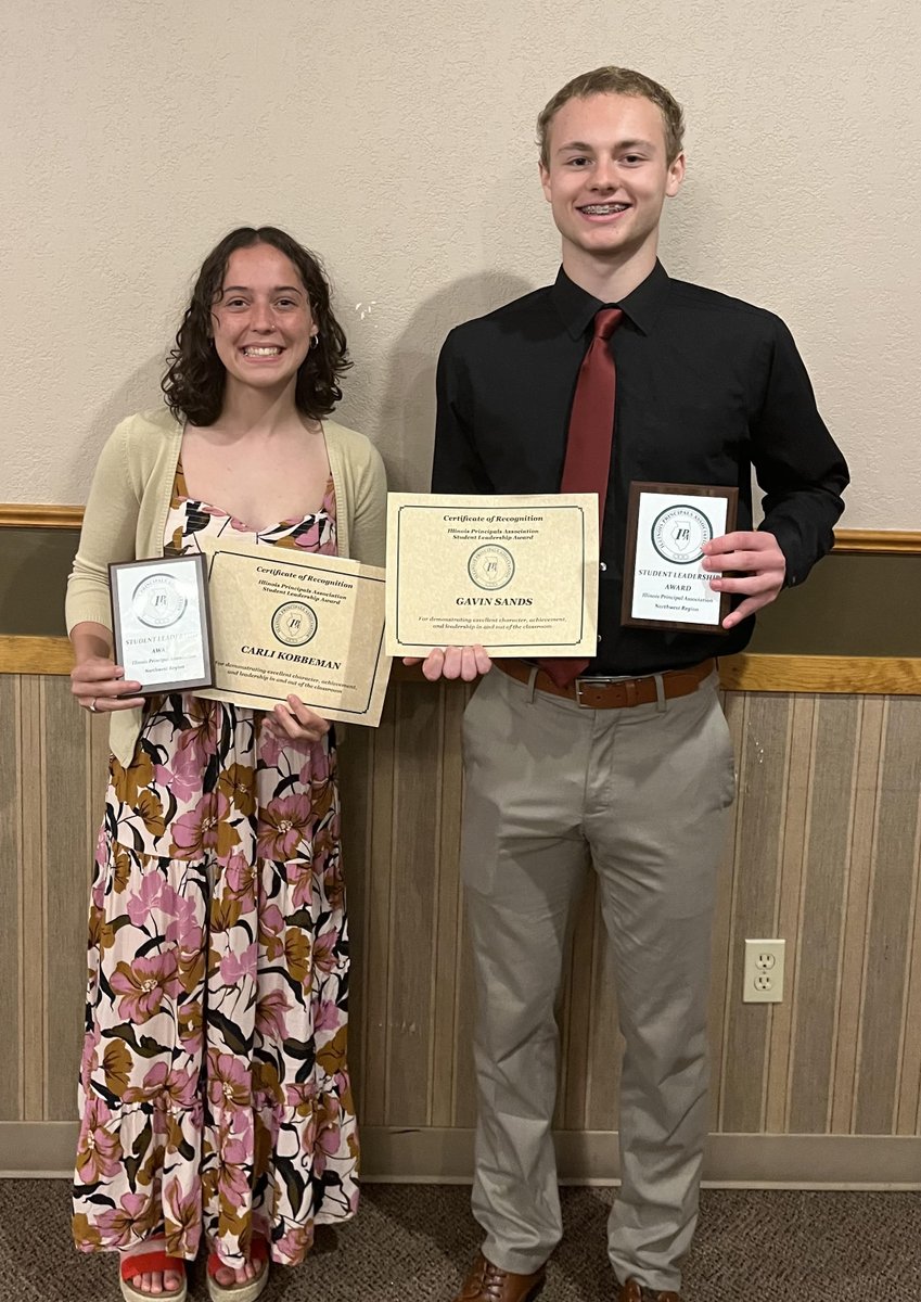 Congrats to Carli Kobbeman and Gavin Sands on being recognized by the <a href="/ilprincipals/">Illinois Principals Association</a> today as Student Leaders at RFHS!