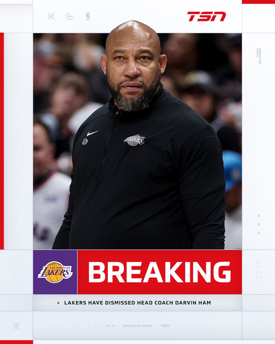 Lakers HC Darvin Ham has been relieved of his duties after falling to the Nuggets in five games.