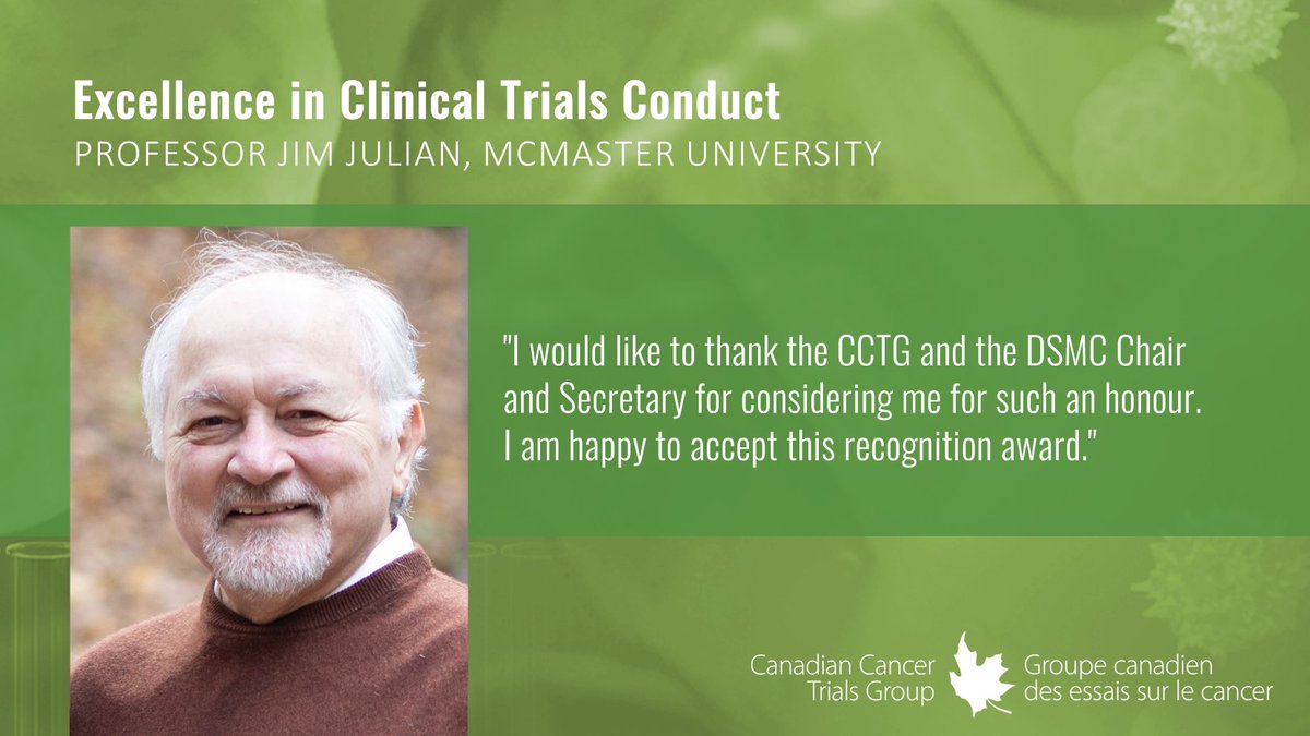 We are honoured to award Jim Julian the #CCTG Award for Excellence in Clinical Trials Conduct for his work in clinical trial operations and compliance at @HamHealthSci @machealthsci #CCTG2024