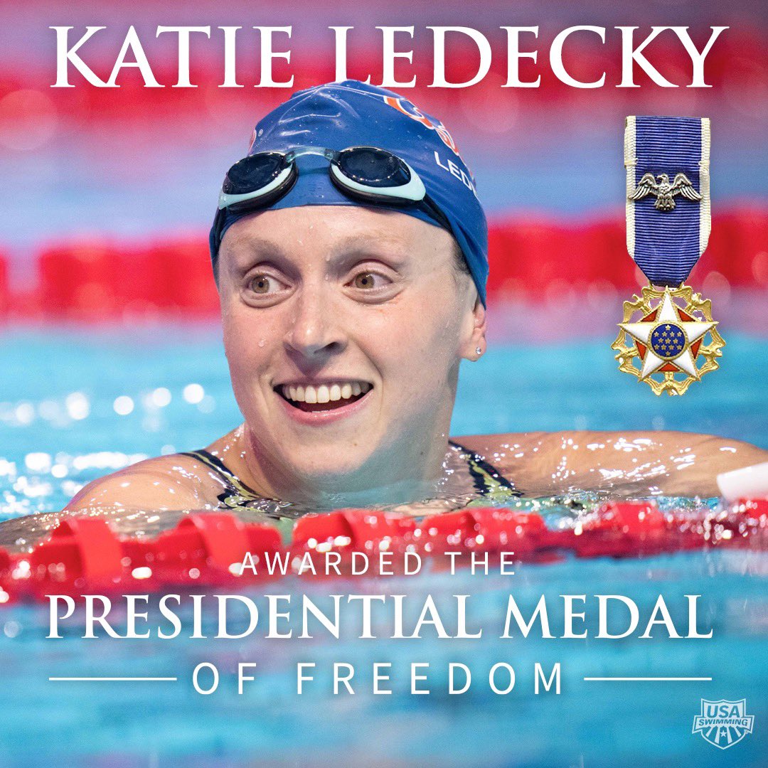 An incredible honor for an incredible person 🙌 @katieledecky has been awarded a Presidential Medal of Freedom, the nation’s highest civilian honor.
