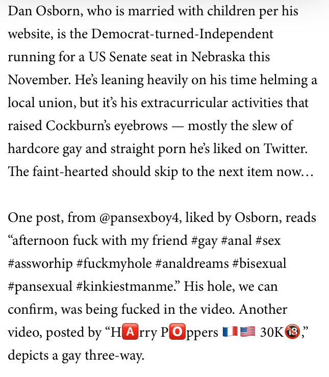 Wow the Democrat Chuck Schumer recruited to run against Deb Fischer in Nebraska is a total freakshow!