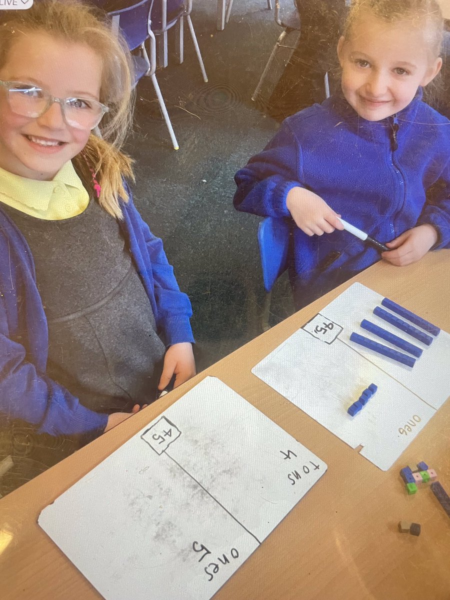 In maths, Class 1:2 are working on place to 50. Children challenged each other to make numbers using tens and ones.