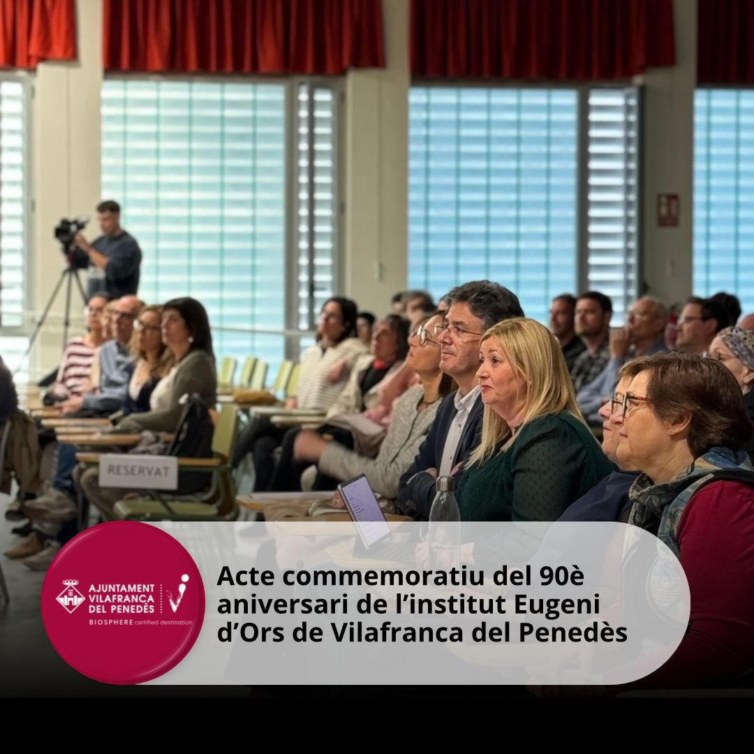 VilafrancaAj's tweet photo. 🎓L'alcalde @FRomeroGamarra, i la regidora d'Educació, @gemmaromeu han assistit aquest vespre a l'acte central commemoratiu del 90è aniversari de l' @Ins_Eugeni, un homenatge a la comunitat educativa, autèntica protagonista d’aquesta llarga trajectòria.
#Vilafranca #capitaldelvi https://t.co/Jo3J83G4T9
