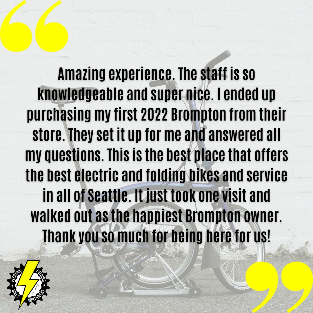 Thank you so much for such a kind and thorough review, Shadi!

#ElectricFoldingBikesNW #ElectricFoldingBikes #bikeshop #review #happycustomer #Seattle #Ballard #PNW #ebike #electricbike #foldingbike #ShopLocalRideGlobal