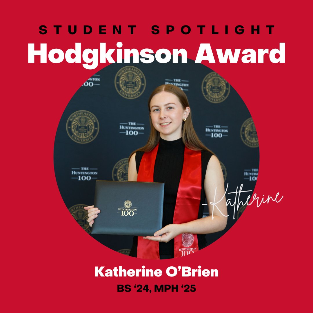 Katherine was also one of four recipients of the 2024 Hodgkinson Award. This award is one of Northeastern's highest honors for graduating seniors and recognizes outstanding scholastic achievement, exceptional character and leadership qualities, co-op experience, and service.