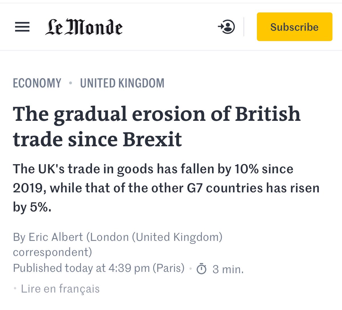 Brexit has to be the biggest mis-selling adventure in history. The Tories are now getting their comeuppance from offering Brexit boosterism which was always ‘sweets laced with poison’. Keep the receipts, broken promises can be forgiven but never forgotten.…