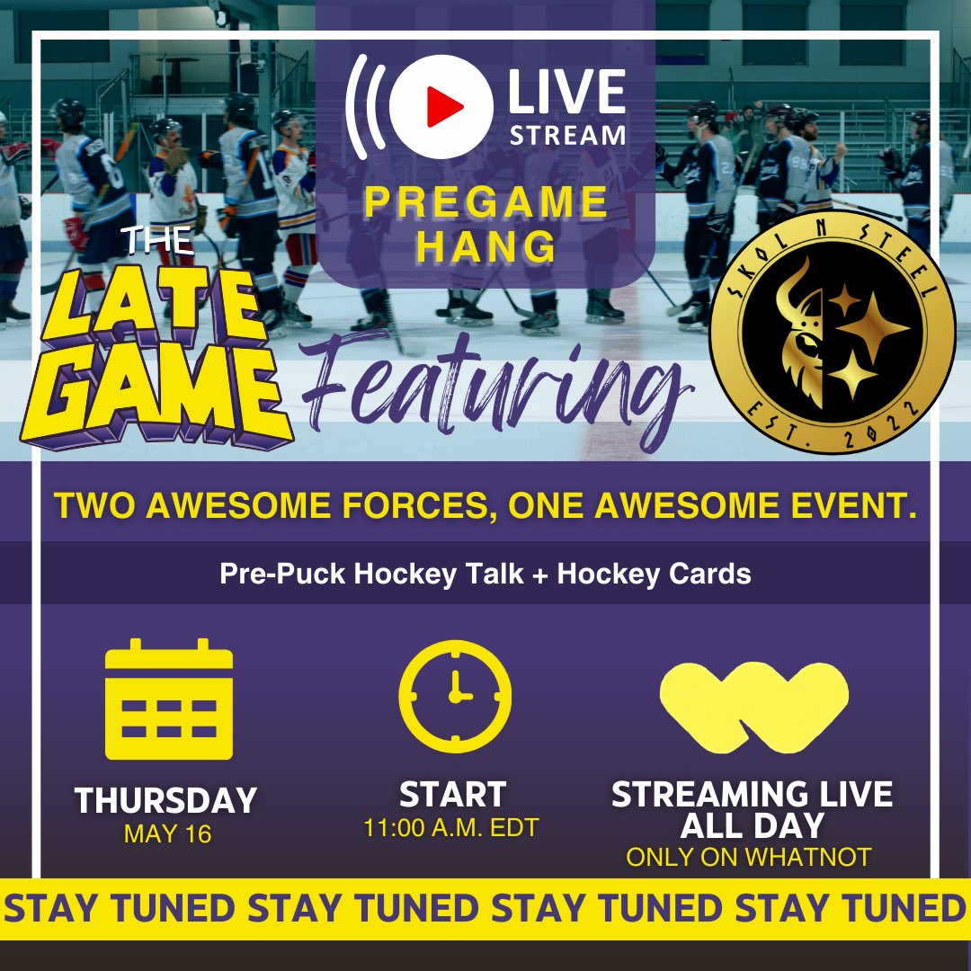 #TheLateGame is back!! Join us for an all day digital hang on @Whatnot as we partner with our good friends @SkolnSteel. We will be doing all day #cardbreaks and talking #StanleyCup hockey. If you love #hockeycards and #hockeytalk, come hang!!