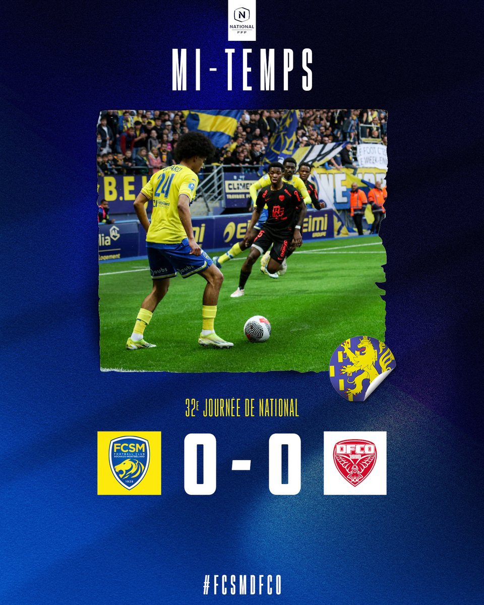 ⏸️ Première mi-temps intéressante de nos Jaune et Bleu, mais toujours pas de but ici au Stade Bonal face au Dijon FCO. 0⃣-0⃣ #FCSMDFCO