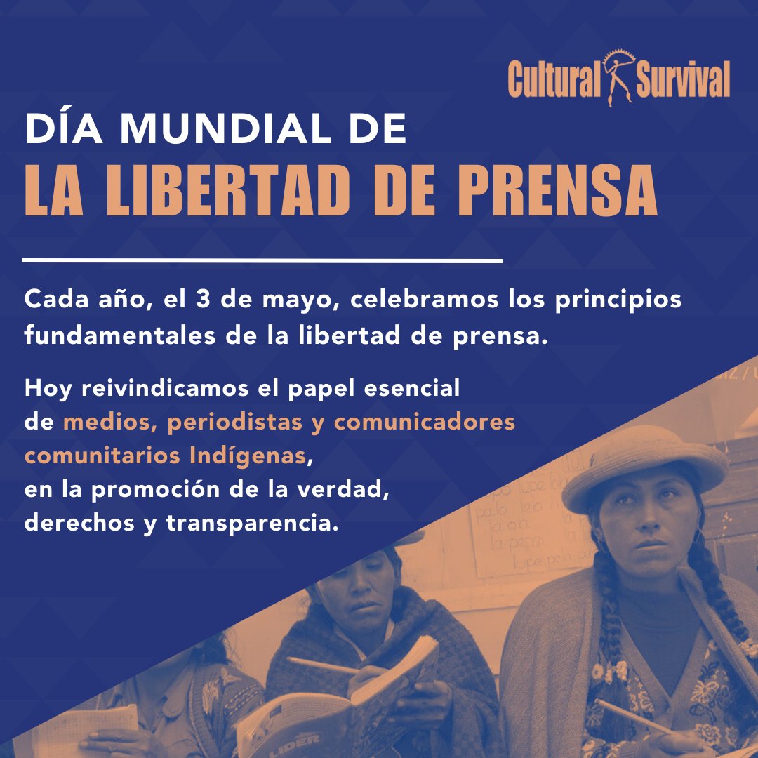 En el #DíaMundialDeLaLibertaddePrensa hacemos un llamado a los gobiernos  a respetar, proteger y hacer realidad los derechos de los #PueblosIndígenas a los #mediosIndígenas y a la #libertaddeexpresión.