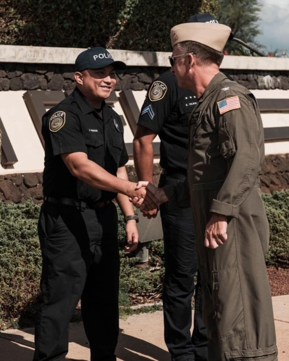 JBC CAPT Mark Sohaney awards JBPHH security members for their heroic response to a vehicle rollover accident and gate-running incident, April 24, 2024. #TeamJBPHH #OneTeamOneFight #excellence