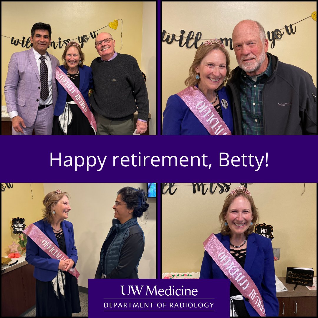 Earlier this week we bid a fond farewell to @BettyLanman, assistant to the chair and invaluable #UWRadiology employee of ten years! Betty championed our endowments & provided invaluable departmental support & institutional knowledge. We wish her a happy retirement! #UWMedicine
