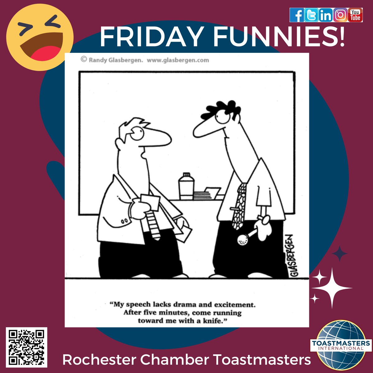 #Friday Funnies 😆 It’s good to build surprises into presentations, but there can be limits #Toastmasters #publicspeaking #leadership #rochmn rochester_mn #mn #funny #humor #neighborshare #neighborstory #drama