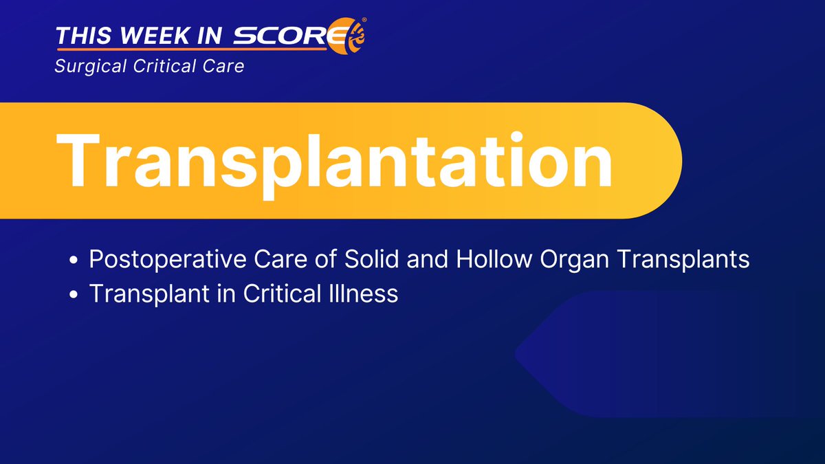 Don't forget to take this week's #SCC #fellowship quiz covering Transplantation. There are 2 modules with 6 conference prep questions. To take the quiz, go to ow.ly/b4on50Rw8A0 #CriticalCare #SurgicalCriticalCare #MedEd #SurgEd #MedTwitter