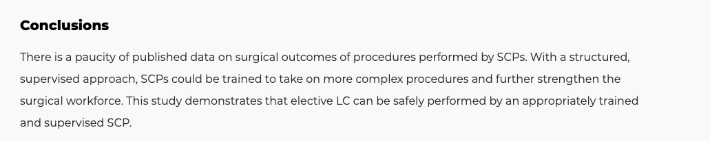 This 'study' (I use that term loosely) is just a review of one SCP operating with no control - how did it get published. @RCSnews should retract this paper - nowhere is there evidence in this paper to support the conclusion that SCPs can perform LC safely.
