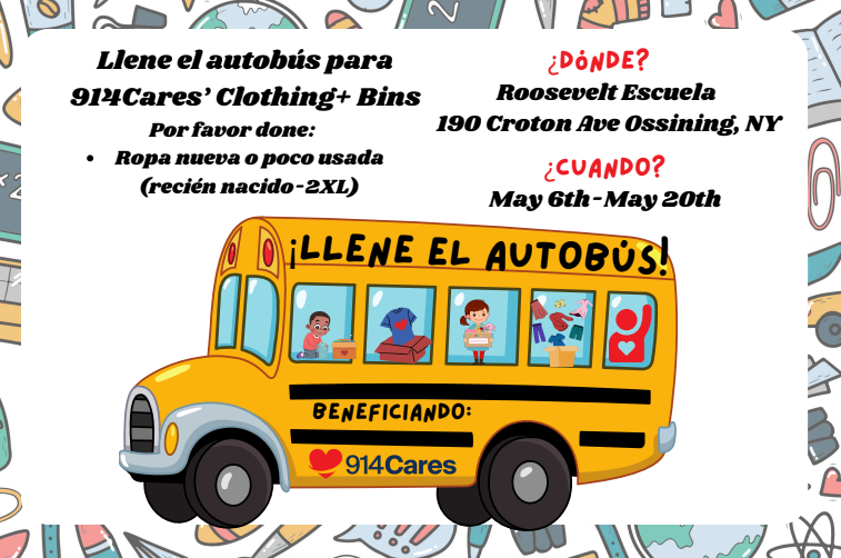 ❤️Let's fill the bus for @914cares! Please donate new or gently used clothing (newborn-2xl) May 6-20th. The bus will be parked at Roosevelt School! #opride #cultureofcare @ComSchoolLeader