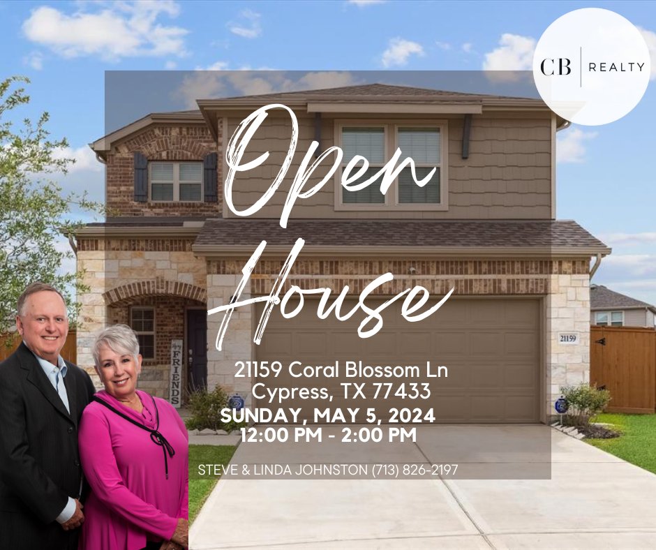 📍 21159 Coral Blossom Ln, Cypress, TX 77433

💰 $385,000
🛌 4 beds
🛀 3 baths
🏡 2-story home
✨ includes a 2-car attached garage
🫶🏻 sits on an expansive 10,000 sq ft cul-de-sac lot

☎️832.581.3661
📩 linda@cbhouston.net
📩 steve@cbhouston.net

#forsale #cbrealtyopenhouse