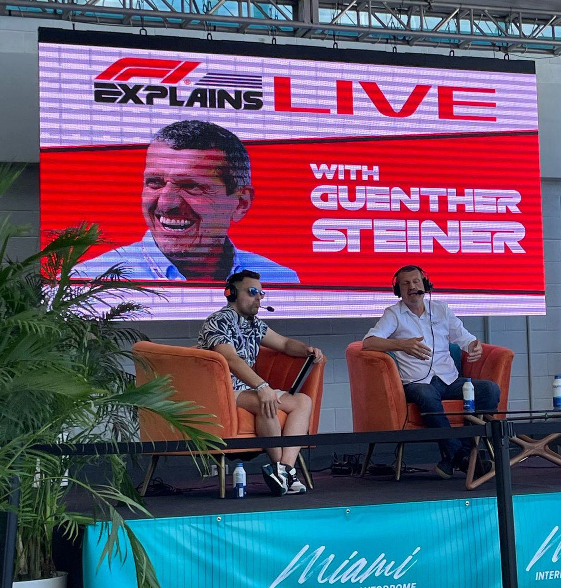 Our #F1Explains team… dang proud of the little squad.🥹 @ChrisHewgill & Producer Chris making waves at #MiamiGP — it’s the #F1 Explains LIVE show w Mr. Guenther Steiner. Thanks to all who showed up, to those who send questions in & also listen weekly. We sooo appreciate you!