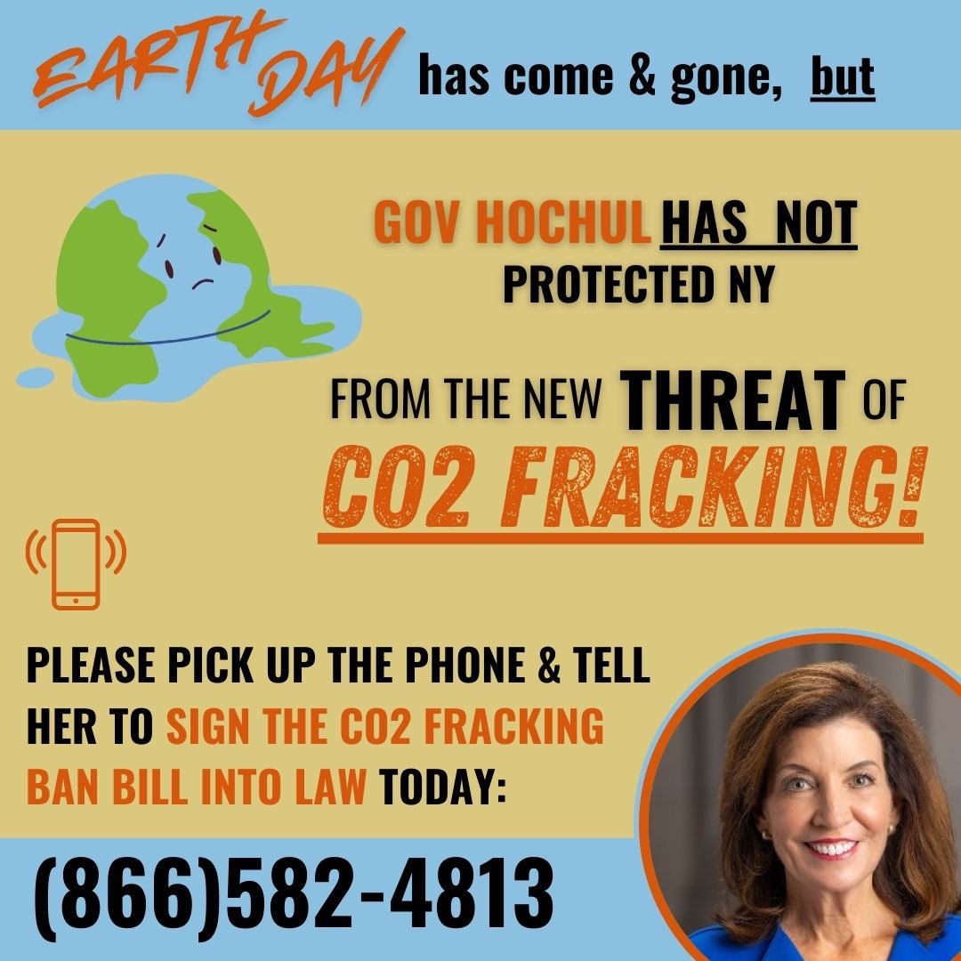 .@GovKathyHochul it’s been weeks since Earth Day & the end of NY's budget, we need you to sign the co2 #fracking ban bill into law. The @NYSenate & @NYSA_Majority met this crisis & rushed to pass it in March. Please sign the bill! Our water, air, health & safety depends on it.