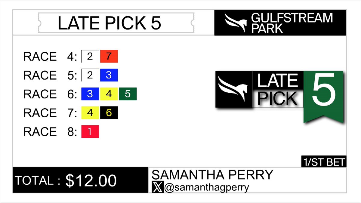 Late pick 5 coming up now!