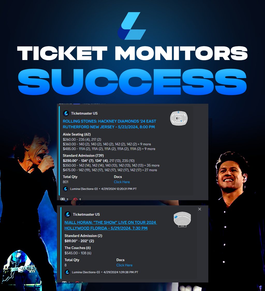 Ticket lovers! I am getting notified for every Rolling Stones and Niall Horan restock. This has been my biggest success yet!
