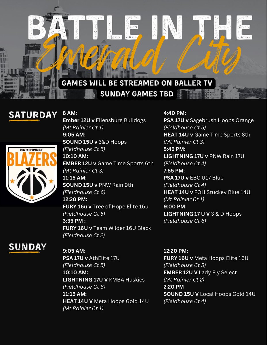 We’re ready for the Battle In Emerald City this weekend!!! Coaches: games will be streamed on Baller TV!