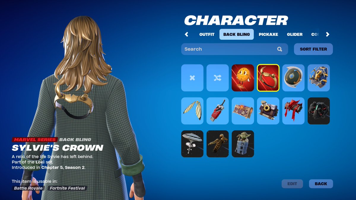 Fortnite x Loki Sylvie Laufeydottir Skin Sylvie's Crown Back bling