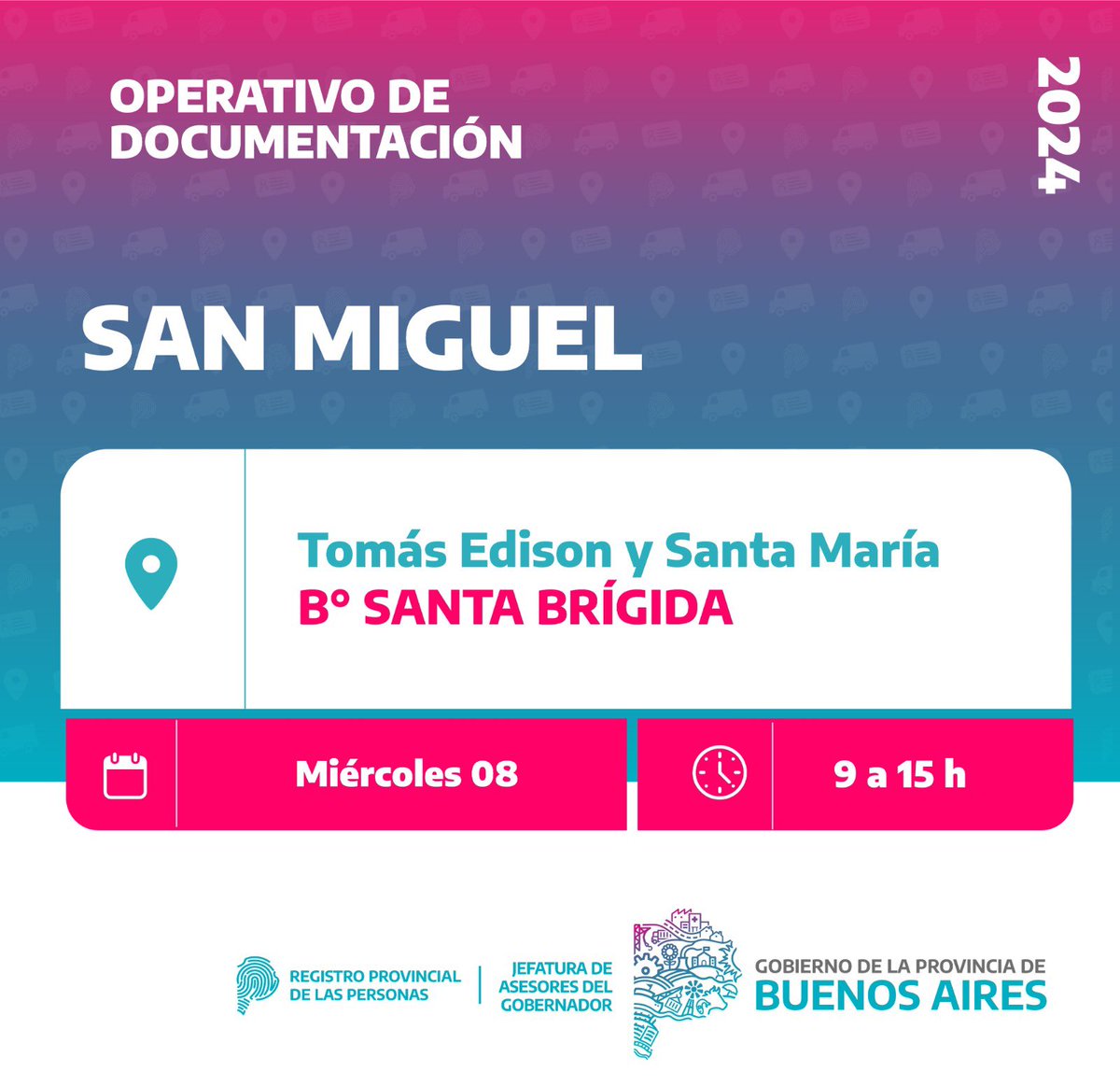 Llegamos con nuestros operativos documentarios 🚐 a #SanMiguel

➡️ Enterate dónde encontrarnos 😉