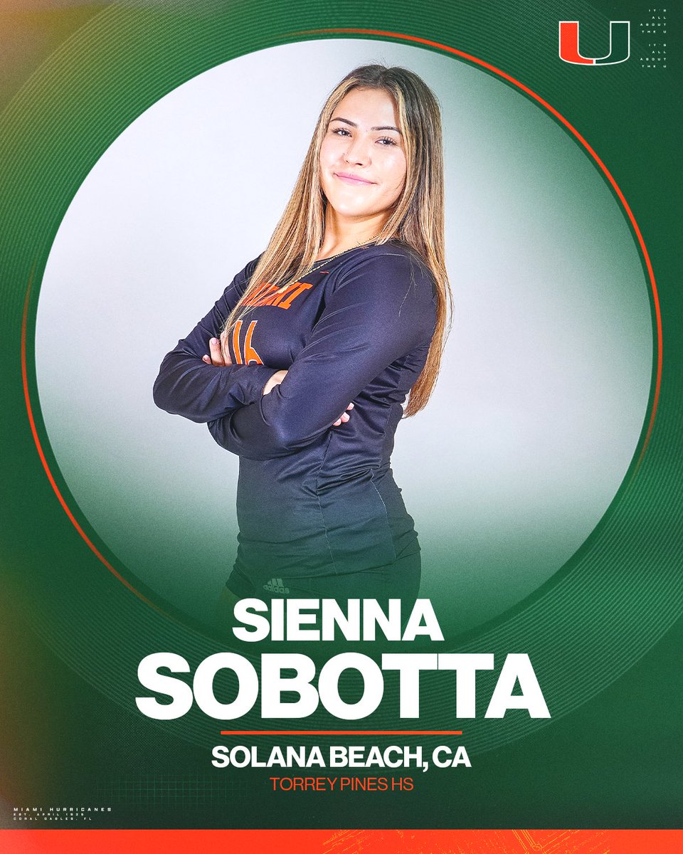 Welcome to the U, Sienna 🙌 From the West Coast, we’re so excited to have the newest Cane join the squad for the upcoming 2024 season!