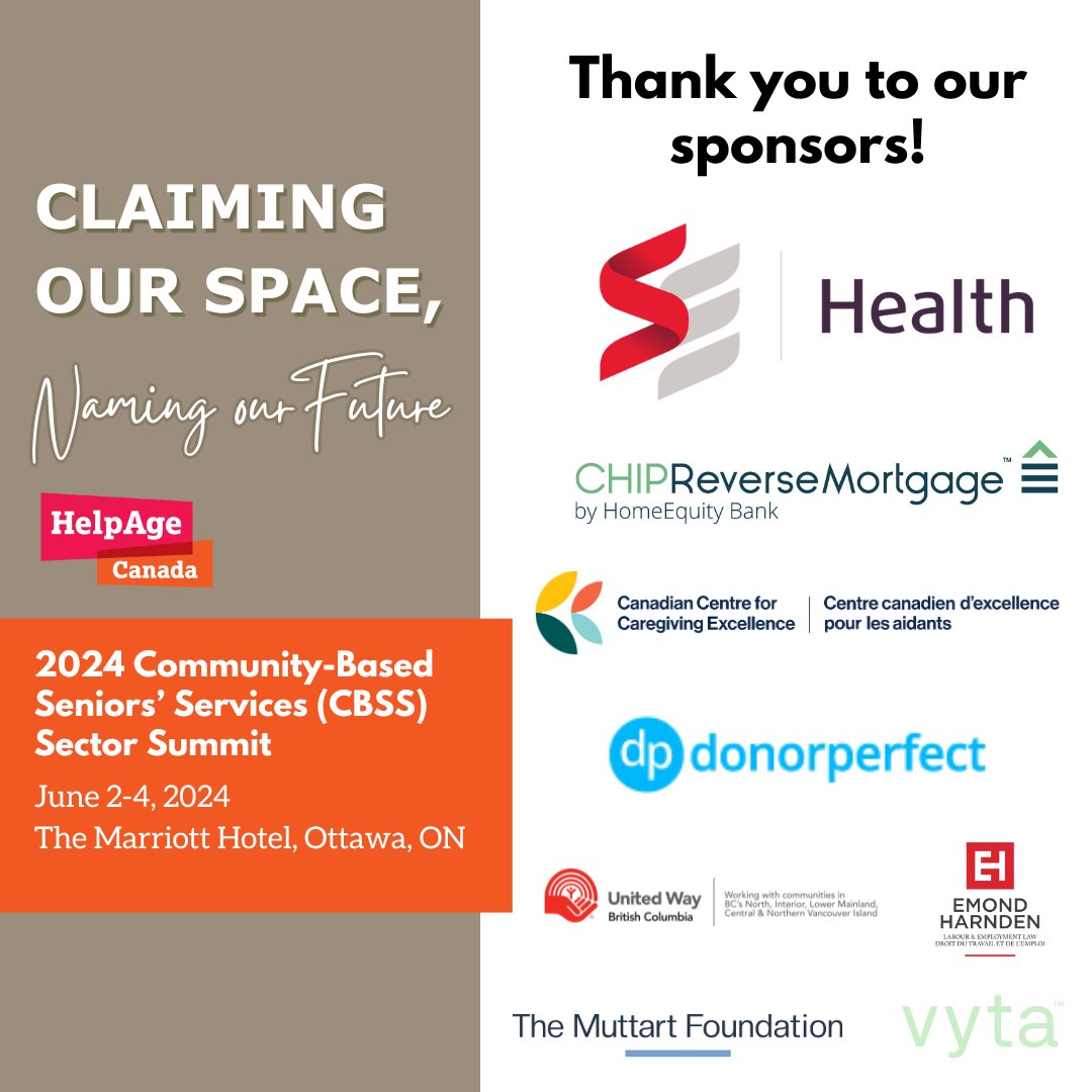 The #CBSS2024 Sector Summit is a month away, and we want to give a shoutout to our amazing sponsors. There's still a few tickets available to this fantastic event - grab yours today! healthyagingcore.ca/nationalsummit…