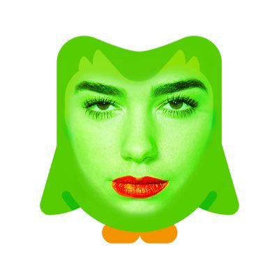 PopCrave's tweet photo. Duolingo changes its profile picture to have Dua Lipa’s face on the owl. https://t.co/gIsjViGbaU
