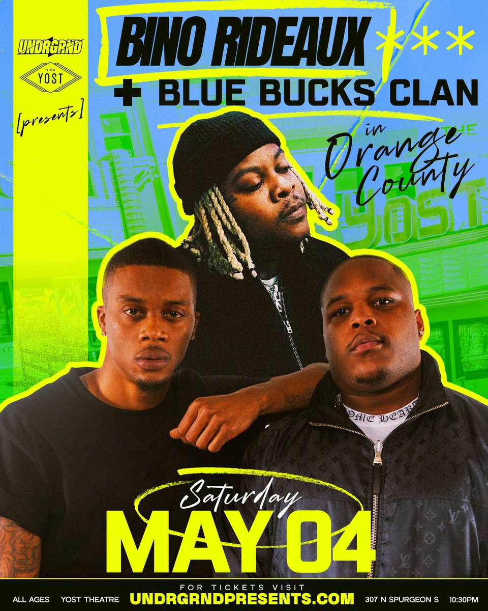 Tomorrow we in OC wit <a href="/BinoRideaux/">Bino Rideaux</a> Pull Up 🔥 eventbrite.com/e/undrgrnd-pre…